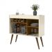 Aparador Bar New Odin Adega 5 Garrafas 2 Nichos Pés Palito Madeira Maciça Decoração Sala Jantar Estar - Off White/Freijó - RPM Móveis