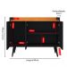 Aparador Buffet 3 Portas Balcão Moderno Multiuso Pequeno 90 cm Sala Estar Jantar Escritório Wood New- Preto/Cinamomo -RPM Móveis