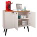 Aparador Buffet 3 Portas Cantinho Café Prateleira Organizadora Puxador Concha Vintage Pés Retrô  Sala Jantar Truzzi - Off White/Cinamomo - RPM