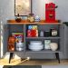 Aparador Buffet 3 Portas Moderno 90 cm Cantinho Café Sala Estar Jantar Recepção Pequena Wood New- Cinza/ Cinamomo - RPM Móveis