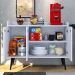 Aparador Buffet Balcão Compacto 90 cm Multiuso Decoração Sala Jantar Estar Escritório Wood New- Branco - RPM Móveis
