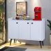 Aparador Buffet Balcão Compacto 90 cm Multiuso Decoração Sala Jantar Estar Escritório Wood New- Branco - RPM Móveis