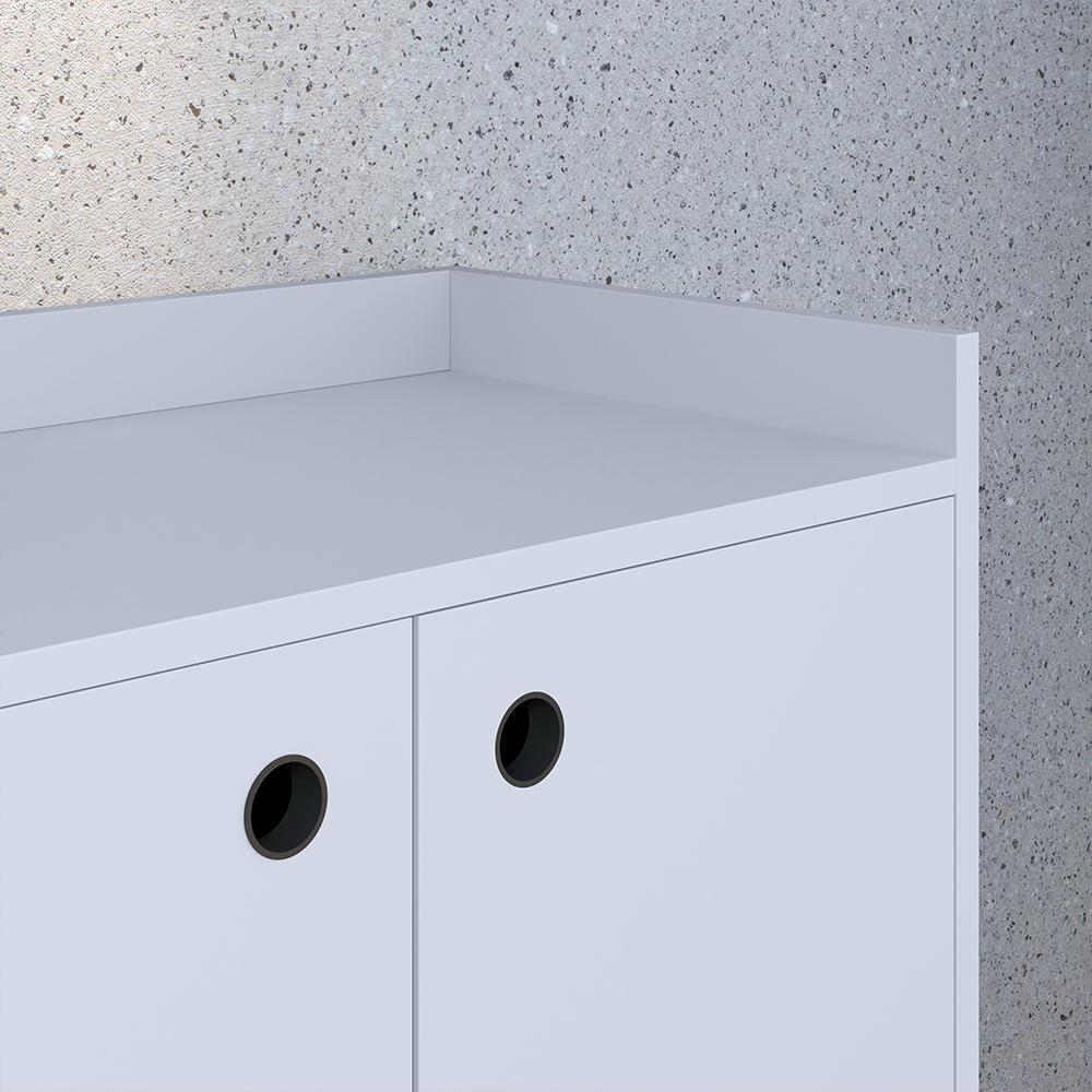 Aparador Buffet Balcão Compacto 90 cm Multiuso Decoração Sala Jantar Estar Escritório Wood New- Branco - RPM Móveis