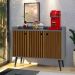 Aparador Buffet Balcão Compacto 90 cm Multiuso Decoração Sala Jantar Estar Escritório Wood New- Cinza/ Ripado - RPM Móveis