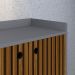 Aparador Buffet Balcão Compacto 90 cm Multiuso Decoração Sala Jantar Estar Escritório Wood New- Cinza/ Ripado - RPM Móveis
