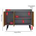 Aparador Buffet Balcão Compacto 90 cm Multiuso Decoração Sala Jantar Estar Escritório Wood New- Cinza/ Ripado - RPM Móveis