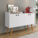 Aparador Buffet Dallas Pés Palito Retrô 4 Portas Decoração Sala Jantar Cantinho Café - Branco - RPM Móveis