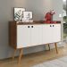 Aparador Buffet Dallas Pés Palito Retrô 4 Portas Decoração Sala Jantar Cantinho Café - Freijó/Off White - RPM Móveis
