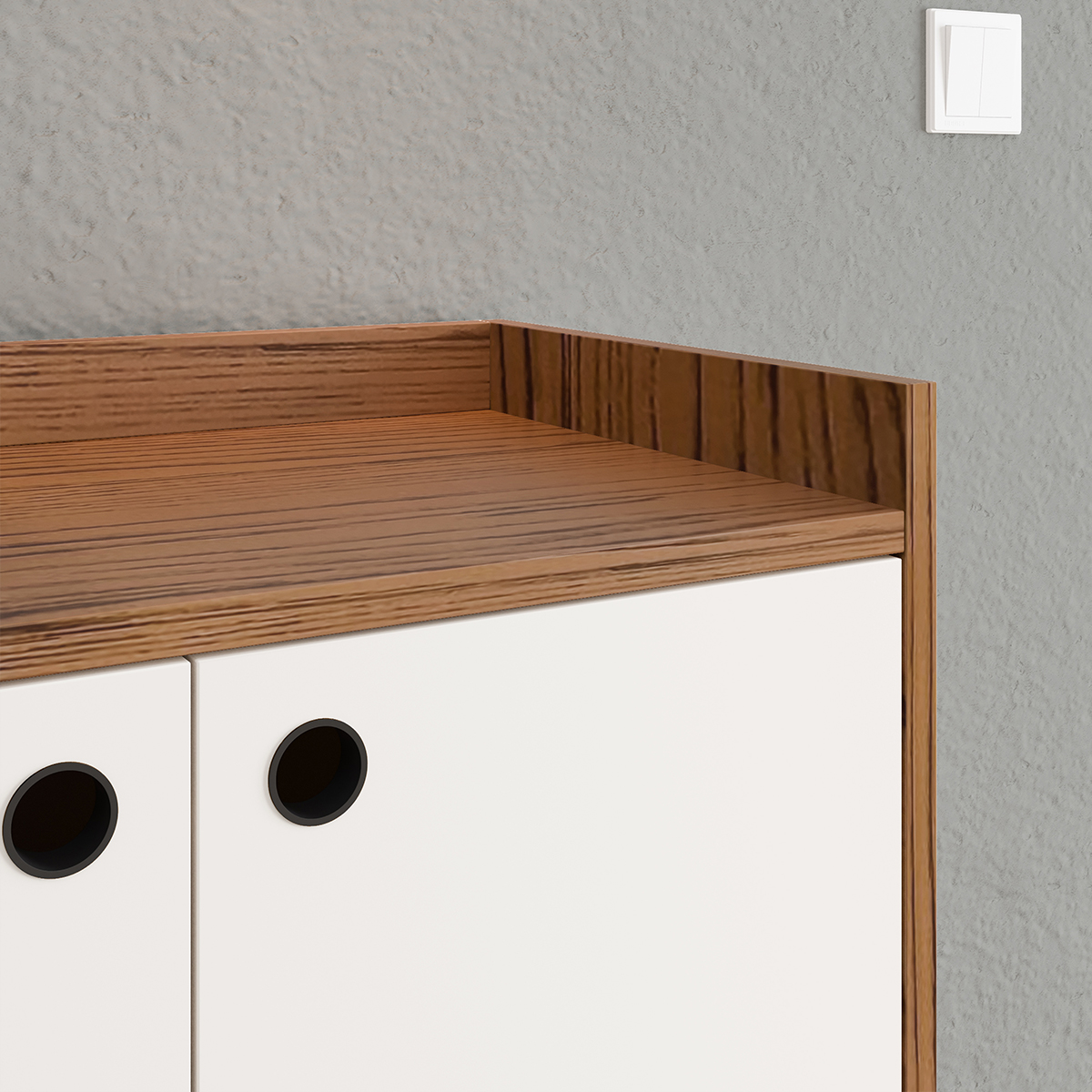 Aparador Buffet Dallas Pés Palito Retrô 4 Portas Decoração Sala Jantar Cantinho Café - Freijó/Off White - RPM Móveis
