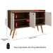 Aparador Buffet Dallas Pés Palito Retrô 4 Portas Decoração Sala Jantar Cantinho Café - Freijó/Off White - RPM Móveis