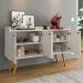 Aparador Buffet Dallas Pés Palito Retrô 4 Portas Decoração Sala Jantar Cantinho Café - Off White - RPM Móveis