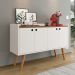 Aparador Buffet Dallas Pés Palito Retrô 4 Portas Decoração Sala Jantar Cantinho Café - Off White/Freijó - RPM Móveis