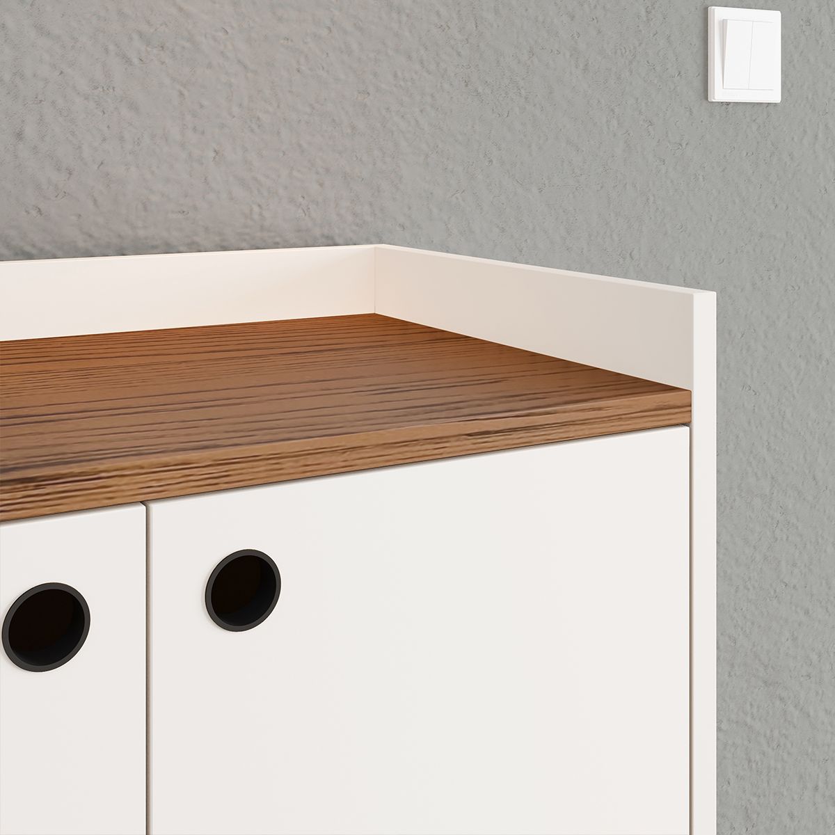 Aparador Buffet Dallas Pés Palito Retrô 4 Portas Decoração Sala Jantar Cantinho Café - Off White/Freijó - RPM Móveis