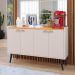 Aparador Buffet Kiev Cantinho Café 4 Portas Puxador Concha Prateleira Interna Organizadora Pés Retrô - Off White/Cinamomo - RPM Móveis