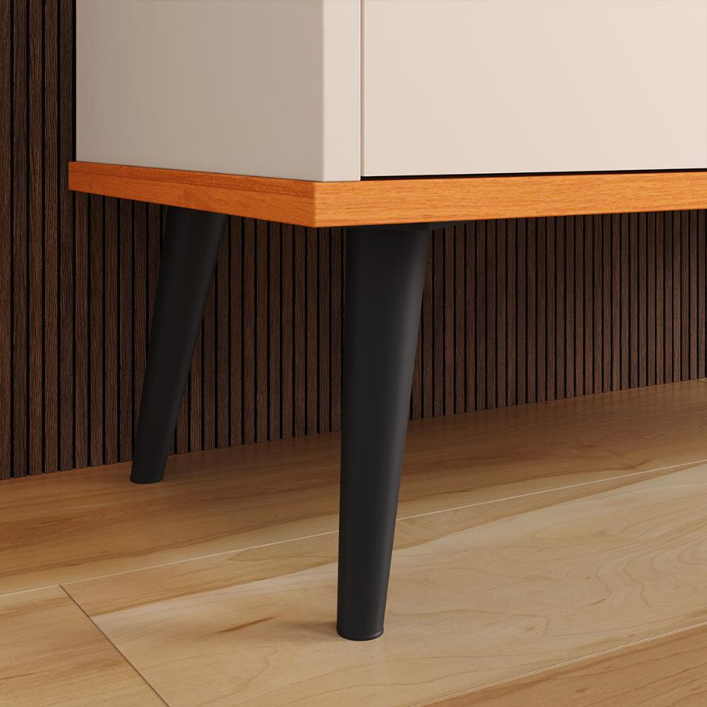 Aparador Buffet Madero Barzinho Adega 5 Garrafas 2 Portas Puxadores Concha Cantinho Café Decoração Sala - Off White/Cinamomo - RPM Móveis