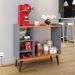 Aparador Buffet Maria Cantinho Café Nicho Decoração Cozinha Sala Jantar Organizador - Cinza-Cinamomo - RPM Móveis