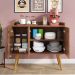 Aparador Buffet Wood Prime 3 Portas Cantinho Café Prateleira Organizadora Pés Palito Decoração Retrô - Freijó - RPM Móveis