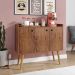Aparador Buffet Wood Prime 3 Portas Cantinho Café Prateleira Organizadora Pés Palito Decoração Retrô - Freijó - RPM Móveis