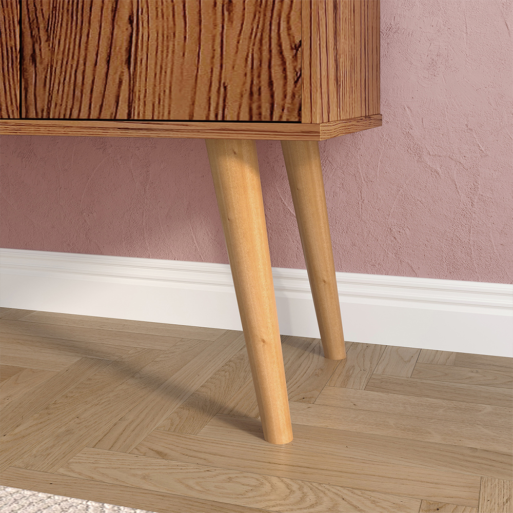 Aparador Buffet Wood Prime 3 Portas Cantinho Café Prateleira Organizadora Pés Palito Decoração Retrô - Freijó - RPM Móveis