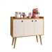 Aparador Buffet Wood Prime 3 Portas Cantinho Café Prateleira Organizadora Pés Palito Decoração Retrô - Nature-Off White - RPM Móveis