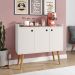 Aparador Buffet Wood Prime 3 Portas Cantinho Café Prateleira Organizadora Pés Palito Decoração Retrô - Off White - RPM Móveis