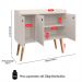 Aparador Buffet Wood Prime 3 Portas Cantinho Café Prateleira Organizadora Pés Palito Decoração Retrô - Off White - RPM Móveis