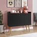 Aparador Buffet Wood Prime 3 Portas Cantinho Café Prateleira Organizadora Pés Palito Decoração Retrô - Preto - RPM Móveis