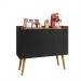 Aparador Buffet Wood Prime 3 Portas Cantinho Café Prateleira Organizadora Pés Palito Decoração Retrô - Preto-Nature - RPM Móveis