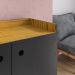 Aparador Buffet Wood Prime 3 Portas Cantinho Café Prateleira Organizadora Pés Palito Decoração Retrô - Preto-Nature - RPM Móveis