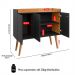Aparador Buffet Wood Prime 3 Portas Cantinho Café Prateleira Organizadora Pés Palito Decoração Retrô - Preto-Nature - RPM Móveis