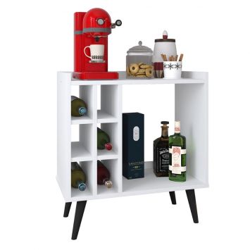 Aparador Decorativo Compacto com Adega Cantinho Café Bar Sala Escritório Apartamento Área Gourmet Moderno – Baden Branco – RPM