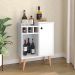 Aparador Moderno Retrô com Adega e Porta Cantinho Sala Estar Pequeno Nala Branco - Lojas RPM