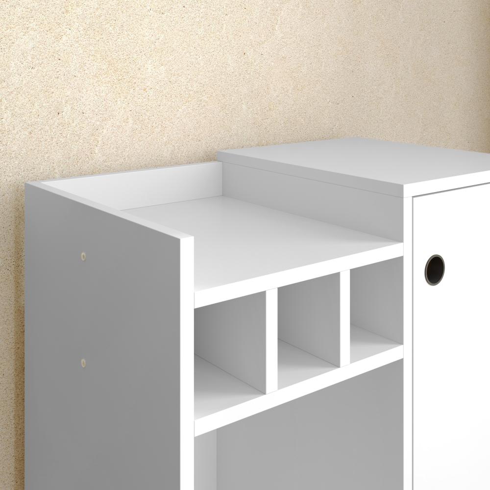 Aparador Moderno Retrô com Adega e Porta Cantinho Sala Estar Pequeno Nala Branco - Lojas RPM