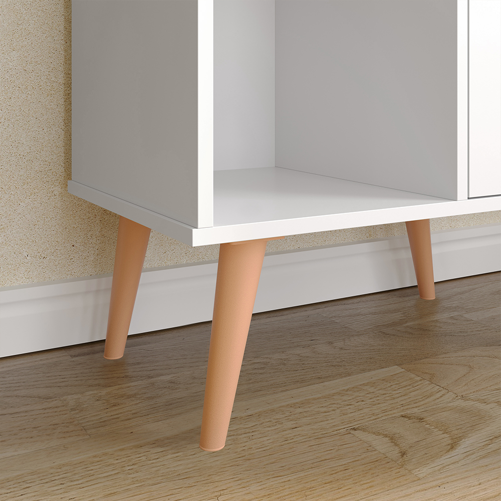 Aparador Moderno Retrô com Adega e Porta Cantinho Sala Estar Pequeno Nala Branco - Lojas RPM