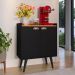 Buffet Linea 2 Portas Cantinho Café Chá Decoração Cozinha Sala Estar Jantar Puxador Concha Prateleiras Preto/Cinamomo– RPM Móveis
