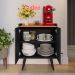 Buffet Linea 2 Portas Cantinho Café Chá Decoração Cozinha Sala Estar Jantar Puxador Concha Prateleiras Preto/Cinamomo– RPM Móveis