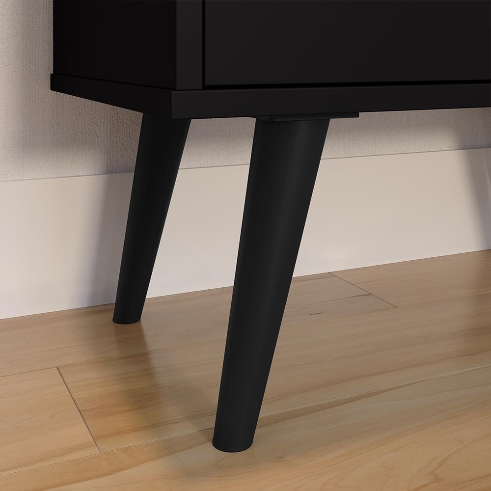 Buffet Linea 2 Portas Cantinho Café Chá Decoração Cozinha Sala Estar Jantar Puxador Concha Prateleiras Preto/Cinamomo– RPM Móveis