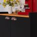 Buffet Linea 2 Portas Cantinho Café Chá Decoração Cozinha Sala Estar Jantar Puxador Concha Prateleiras Preto/Cinamomo– RPM Móveis