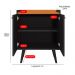 Buffet Linea 2 Portas Cantinho Café Chá Decoração Cozinha Sala Estar Jantar Puxador Concha Prateleiras Preto/Cinamomo– RPM Móveis