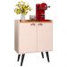 Buffet Linea 2 Portas Cantinho Café Decoração Cozinha Sala Estar Jantar Puxador Concha Prateleiras Off White/Cinamomo– RPM Móveis