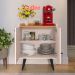 Buffet Linea 2 Portas Cantinho Café Decoração Cozinha Sala Estar Jantar Puxador Concha Prateleiras Off White/Cinamomo– RPM Móveis