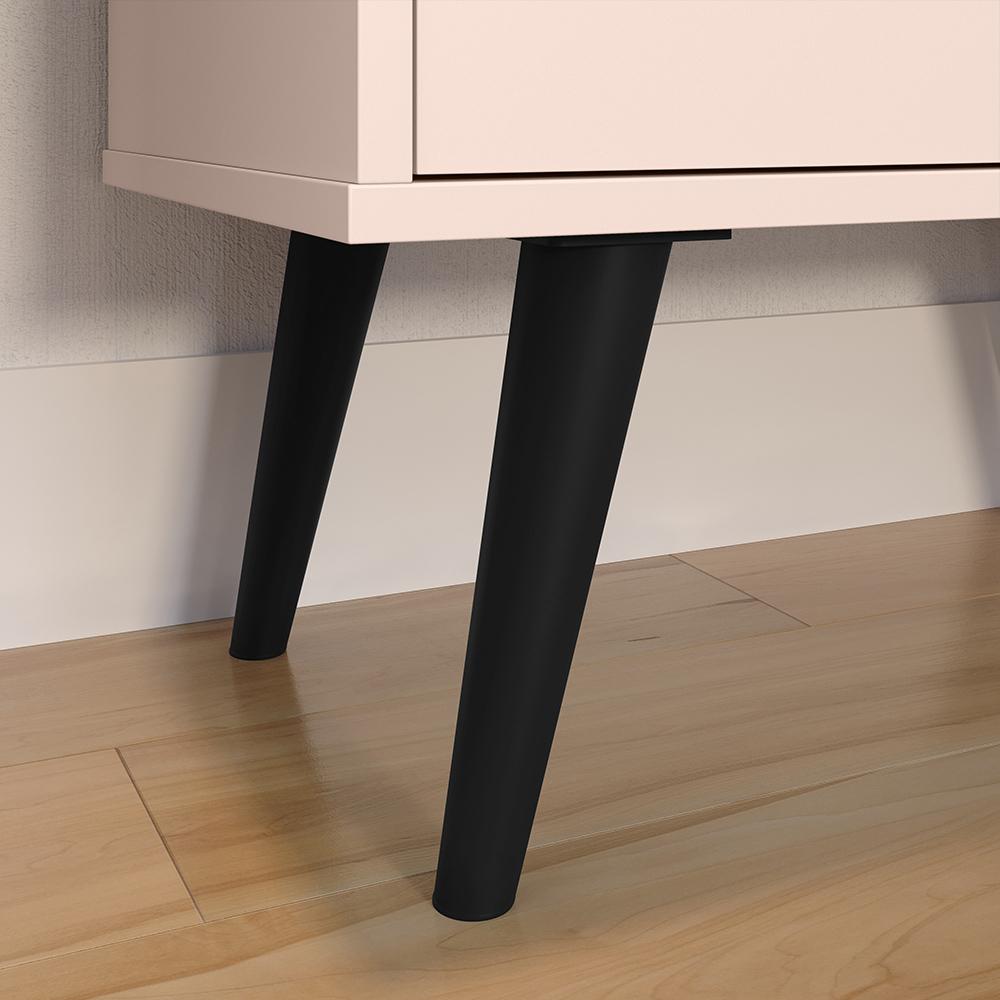 Buffet Linea 2 Portas Cantinho Café Decoração Cozinha Sala Estar Jantar Puxador Concha Prateleiras Off White/Cinamomo– RPM Móveis