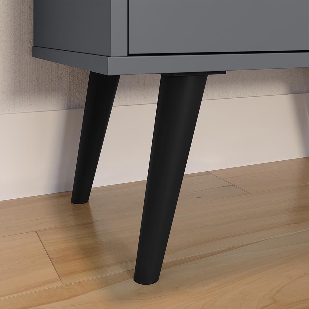 Buffet Linea 2 Portas Cantinho Café Decoração Cozinha Sala Estar Jantar Puxador Concha Prateleiras Organizadoras Cinza/Cinamomo– RPM Móveis