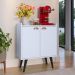 Buffet Linea 2 Portas Cantinho Café Decoração Cozinha Sala Jantar Estilo Retrô Puxador Concha Prateleiras Organizadoras Branco – RPM Móveis