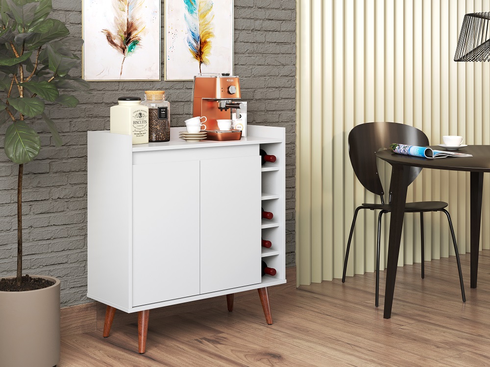 Buffet Retrô 2 Portas Com Adega Madero cor Branco