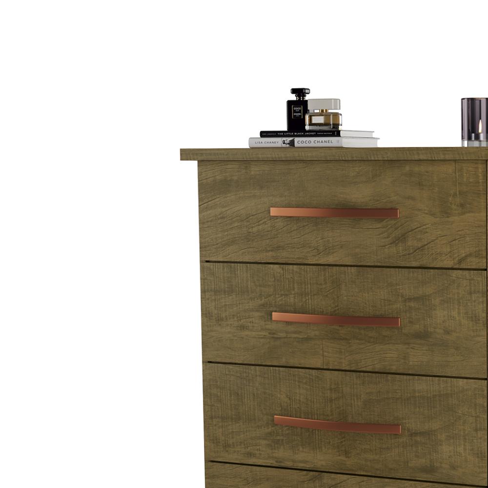 Cômoda 4 Gavetas e Porta Pés Rodízios Bali – Amendoa Wood – Móveis Primus
