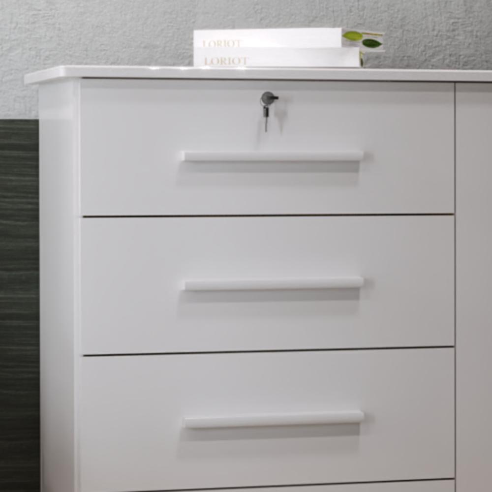 Cômoda Organizadora Com Prateleira Interna E 4 Gavetas Jade New - Branco - MiraRack Móveis