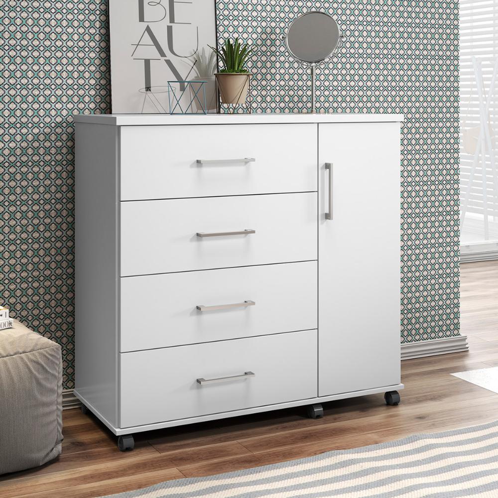Cômoda Sapateira Belle 1,03 Organizadora 4 Gavetas Prateleira Nicho Interno - Branco - Lojas RPM