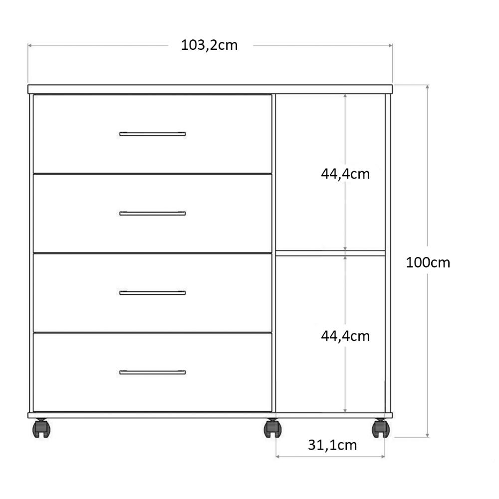 Cômoda Sapateira Belle 1,03 Organizadora 4 Gavetas Prateleira Nicho Interno - Branco - Lojas RPM