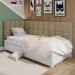 Cabeceira Aurora Cama Box Solteiro Infantil em L Suspensa Almofadada Proteção Lateral Estofada Decoração Quarto - Bege Suede - RPM Móveis